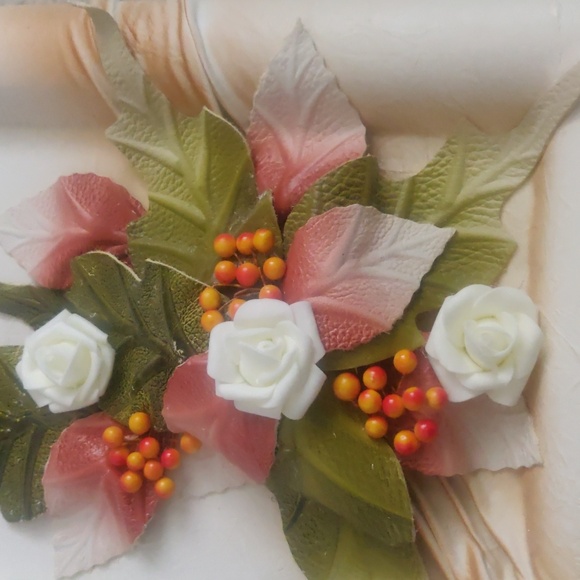 Vintage Leather Floral Wall Art Handmade 3D Flower Design Frame Art - Picture 5 of 8